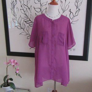 ROMAN'S sheer deep lavender short sleeve shirt - size 16W